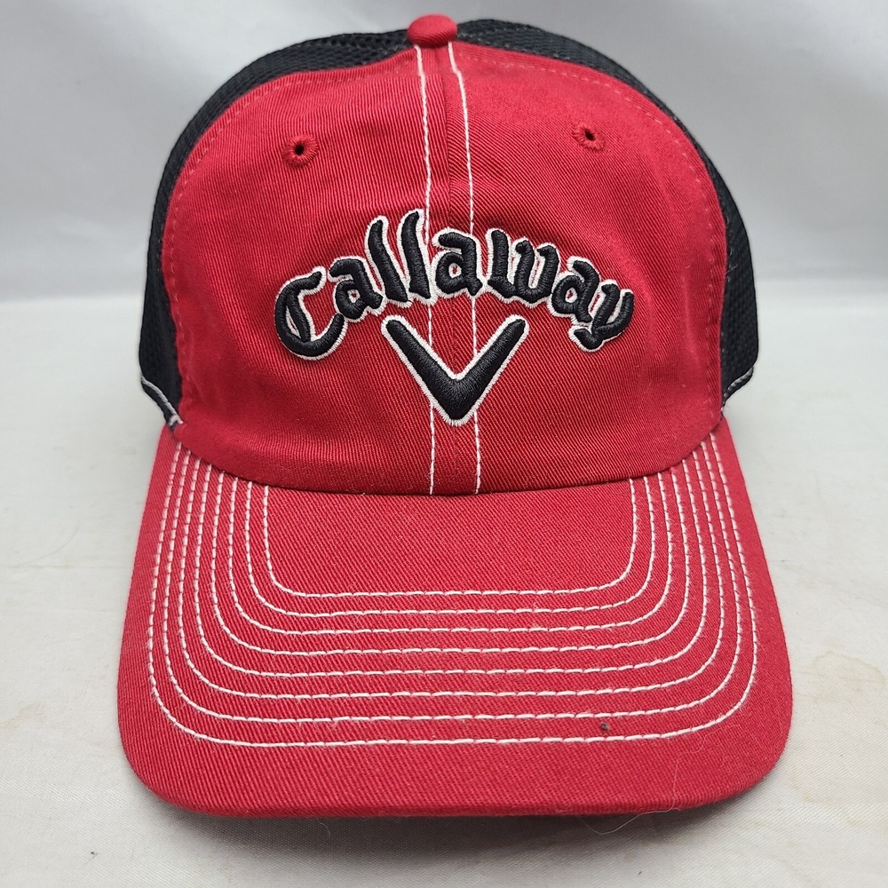 Callaway Golf Hat Embroidered Red Black Mesh‎ Back Adjustable Breathable